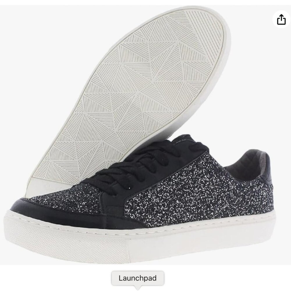 Dr Scholl's All in Prty Sparkling Glitter Black Women's Sneakers 9